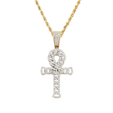 Diamond Ankh Pendant in 10k Two Tone Gold 0.70 Ctw